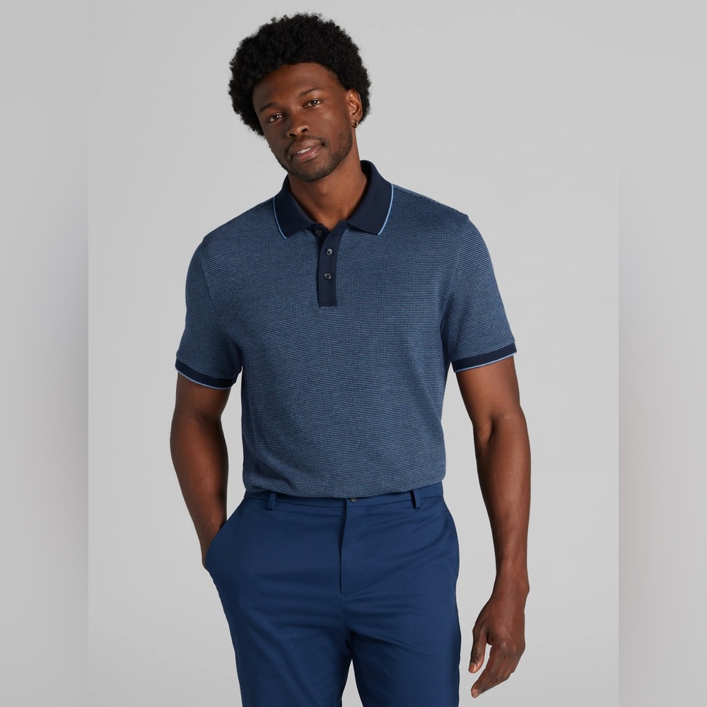 Joseph‎ Abboud Modern Fit Jacquard Polo Navy Men’s Size 2XL
